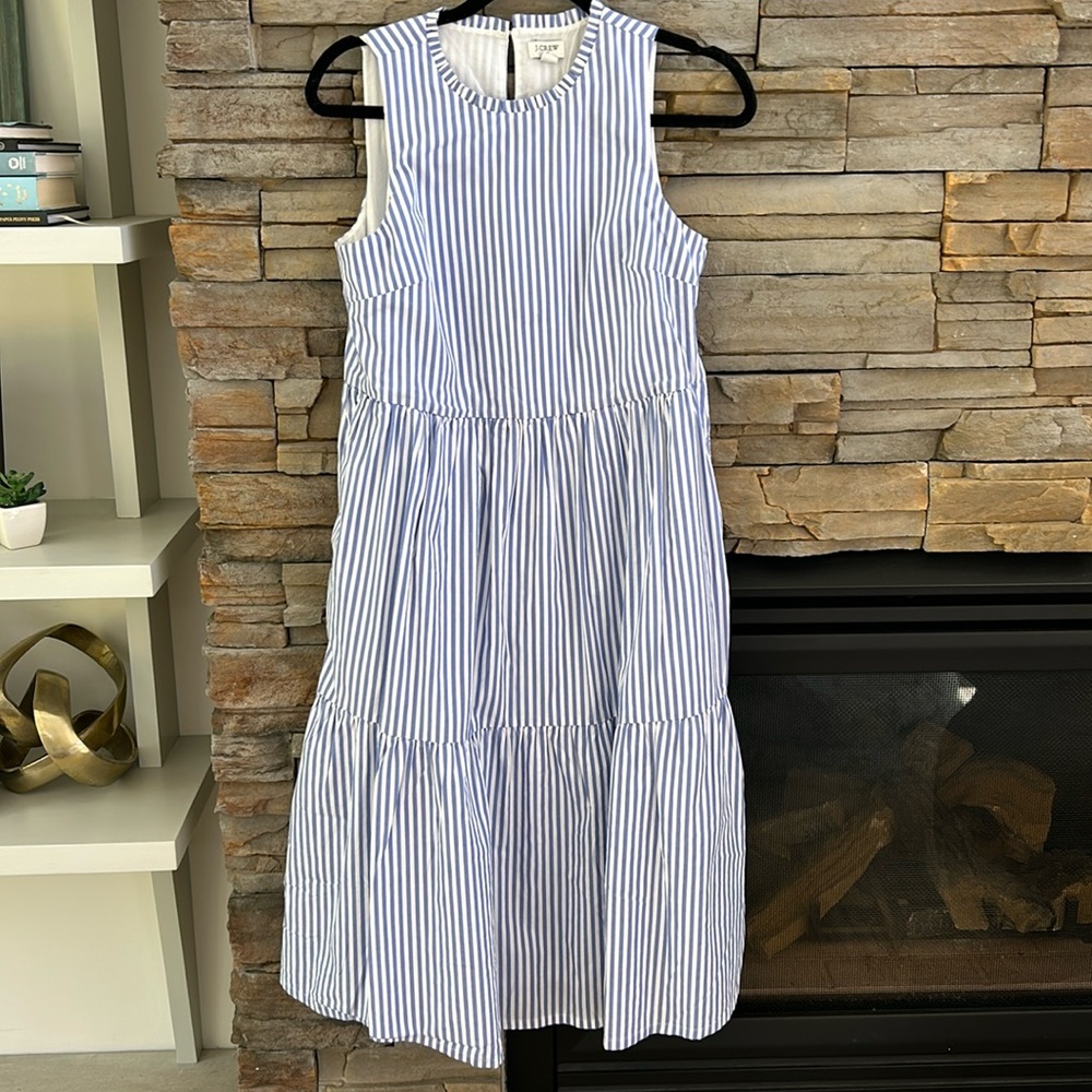 J. Crew blue and white striped midi dress ☀️ Size 4